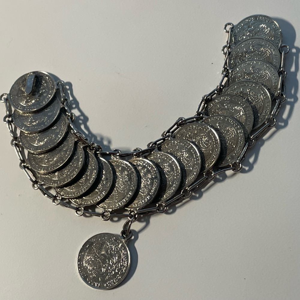 Silver Tone Coin Bracelet Estados Unidos Mexicanos 1981 20c